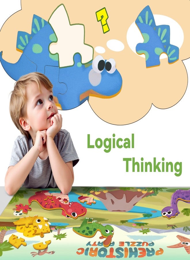 آي بلاي، آي ليرن لعبة تركيب الصور iPlay و iLearn للأطفال من عمر 3-5 و 4-6 سنوات، أحجية ديناصورات، 52 قطعة من أحجيات الديناصورات الخشبية الضخمة، لعبة تعليمية للأطفال الصغار، هدية عيد ميلاد مناسبة لمرحلة ما قبل المدرسة للأولاد والبنات - Image 2